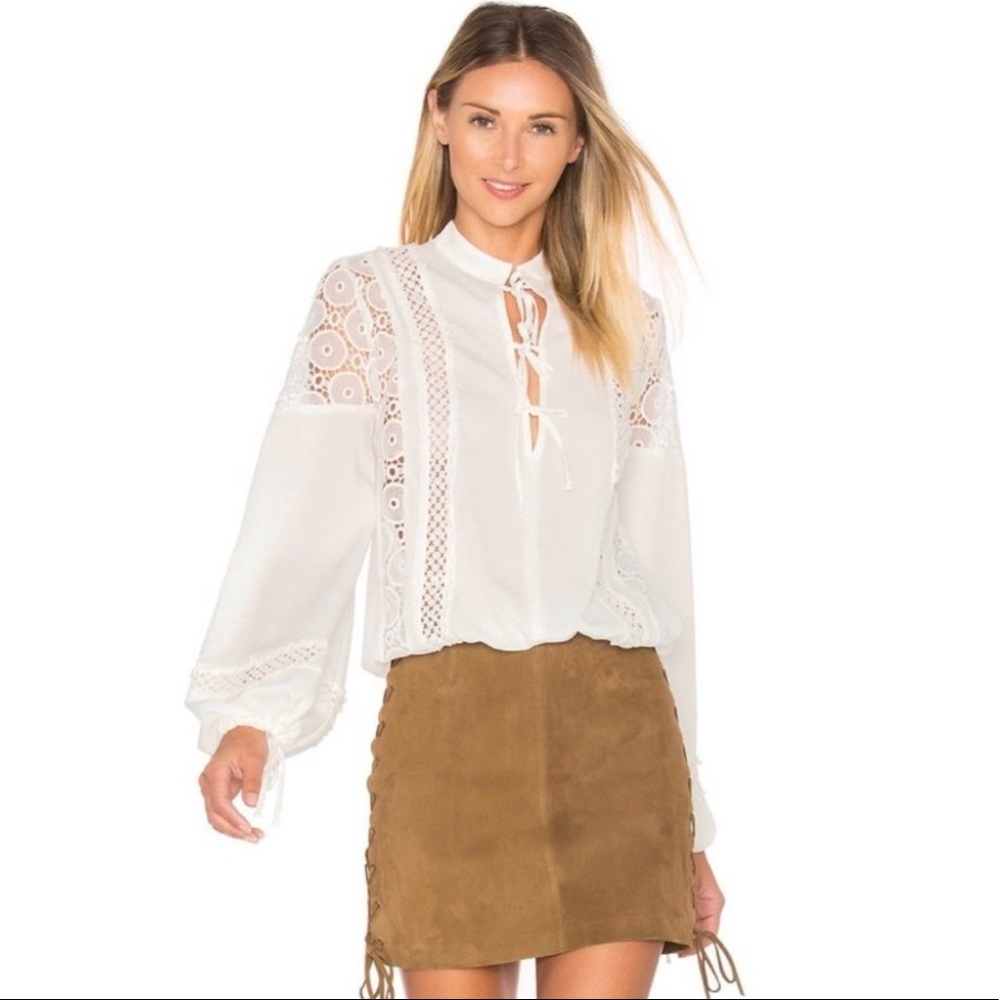 Tularosa Farrah Blouse Bohemian Crochet Top White Size Small